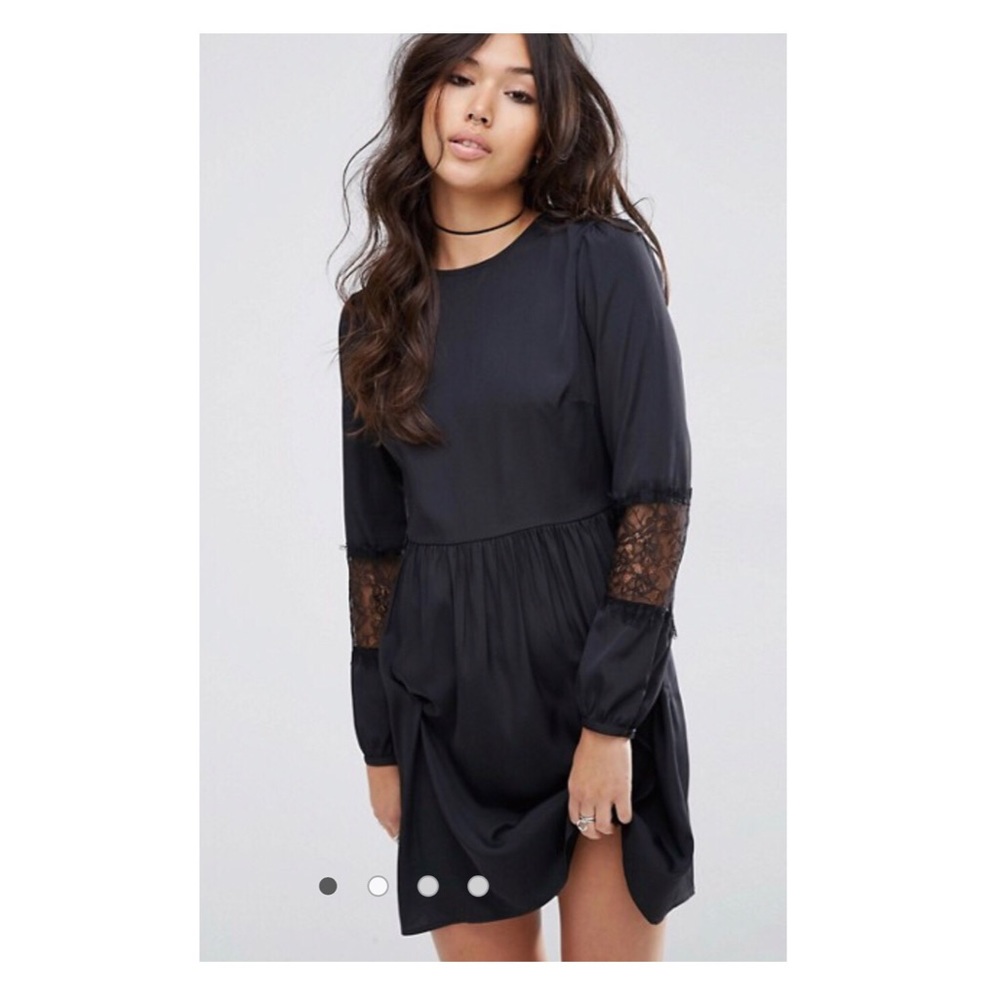 ASOS Long Sleeve Mini Dress With Lace Insert